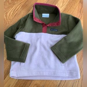 EUC Girls Columbia Pink & Green SZ 2T Fleece Pullover